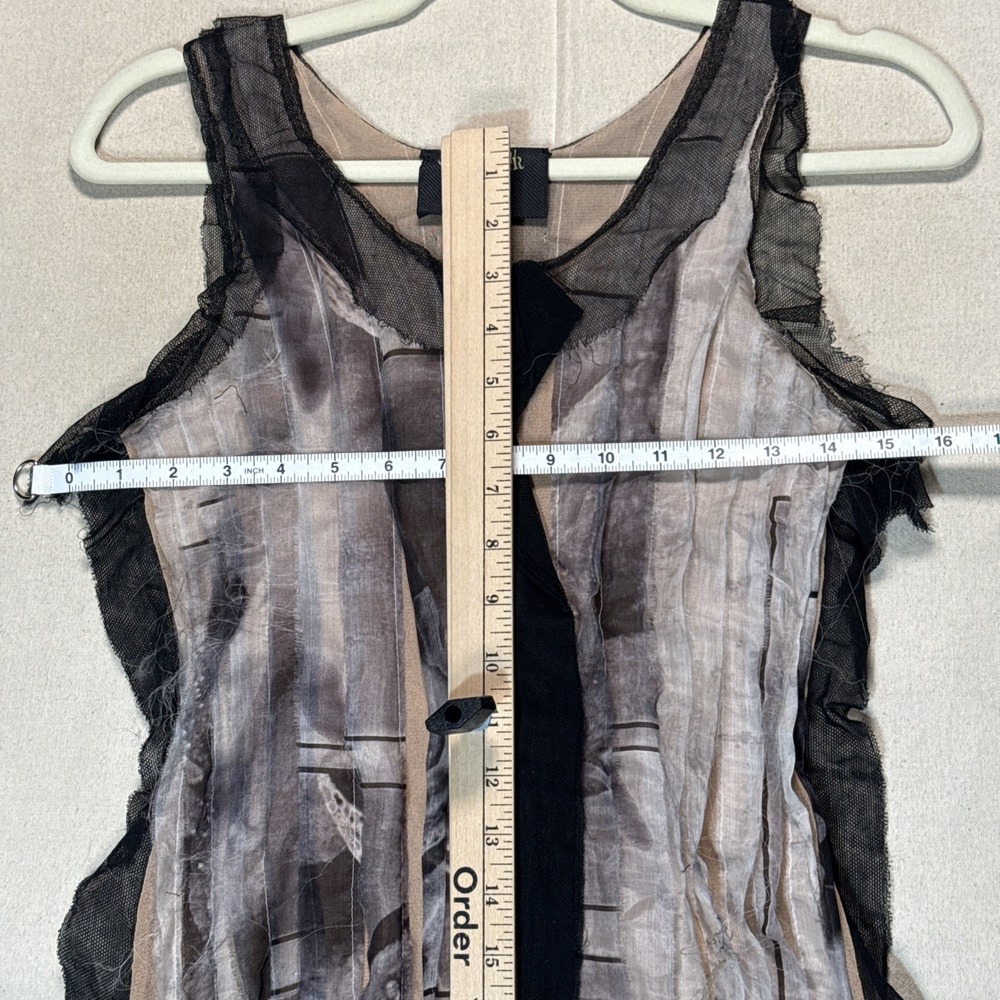 Jean Paul Gaultier Black and Gray Sheer Ribbon Tank Top - Picture 6 of 12